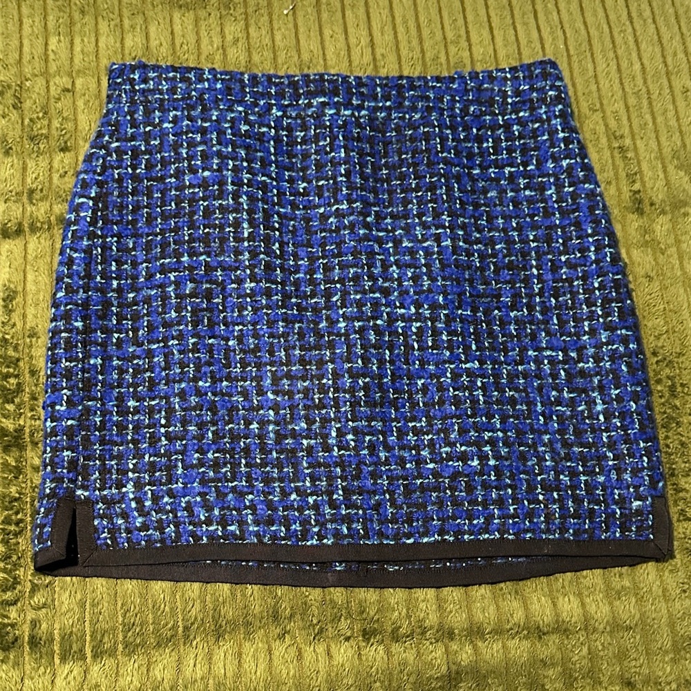 J. Crew Vibrant Blue Tweed Mini Skirt